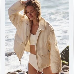 FREE PEOPLE Off The Bleachers Coaches Jacket Relaxed Lightweight Size XL NEW